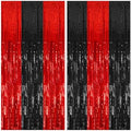 2 Pack Black and Red Backdrop Party Decorations Tinsel Curtain Halloween Party Streamer Foil Fringe Birthday Decorations Photo Booth Fancy Ball Christmas New Year Graduation Party Decor Decor by BOMSI