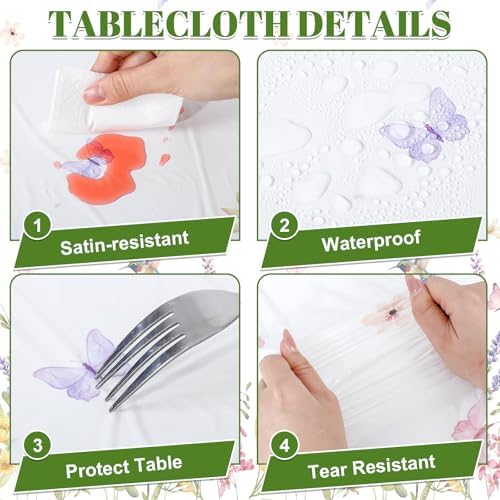 6 Pack Wildflower Plastic Tablecloths, Disposable Tea Party Table Cloth - Image 4