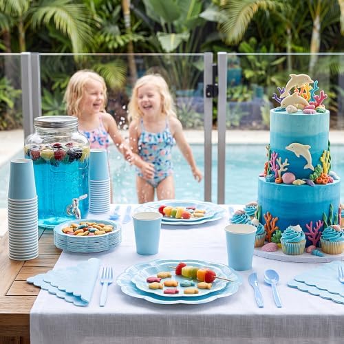 175 Pcs Light Blue Plates and Napkins Blue Party Supplies Serve 25 Guest - Image 4
