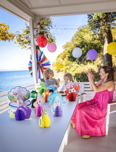 12 Pcs Under The Sea Party Decorations, Sea Animals Honeycomb Centerpieces - Image 3