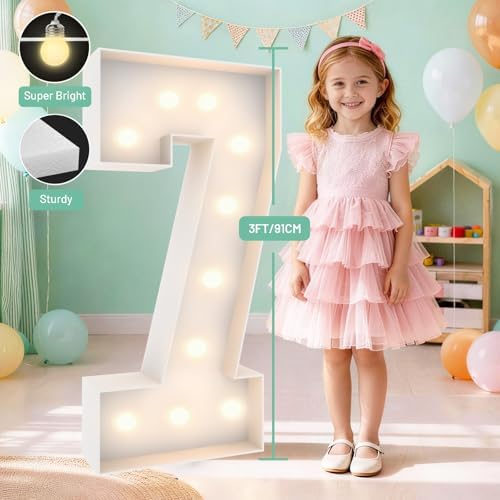3FT Marquee Light Up Number 7, 10 bulbs with Water Bag, Pre-cut for Party - Image 3