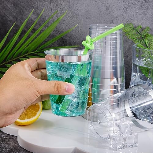 I00000 100PCS Silver Plastic Cups, 10 OZ Disposable Clear Plastic Cups - Image 6