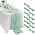 Bailarina 12 Pack Cheesecloth Table Runner 17x108 Inch Long Gauze Cheese Cloth 9ft Wrinkled Sheer Table Runner for Wedding Reception Birthday Party Table Decoration (Grey Green) by Bailarina