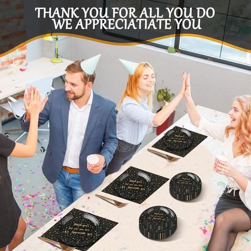 Geyoga 96 Pcs We Appreciate You Decoration Set,Black and Gold,Thankful - Image 6