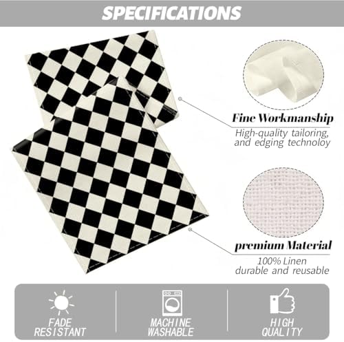 Black Beige Diamond Plaid Table Runner, Home Farmhouse Dining Halloween - Image 2