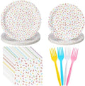 Newtay 96 Pcs Donut Plates Napkins Sprinkles Birthday Party Tableware Set by Newtay