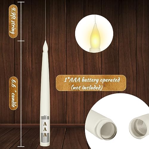 Boribim 20PCS Floating Candles with Wand, Magic Hanging Candles, Flickering Warm Light LED Taper Flameless Candles with Wand Remote, Battery Operated Window Candle for Halloween Decorations Best Gift - Image 4