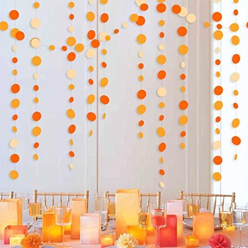 Orange Circle Dots Garland Gradient Polka Dot Hanging Paper Streamer for Wedding Bridal Shower Birthday Engagement Fall Autumn Harvest Thanksgiving Citrus Party Decorations Supplies - Image 6