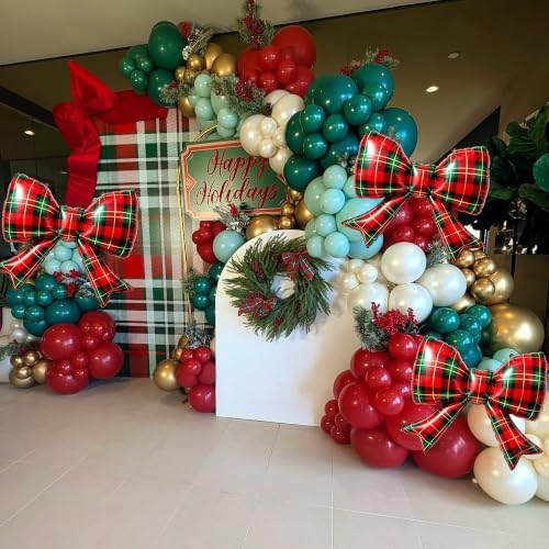 Christmas Balloon Arch Garland Kit for Christmas Party Decorations | 146Pcs Red Green Gold Pearl White Balloons with Foil Bow Balloons for Christmas New Year Candies Xmas Party Decorations - Image 5