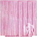 5 Pack Pink Foil Curtain Backdrop 3.2ft x 9.8ft Metallic Tinsel Foil Fringe Curtains Streamer Photo Booth Backdrop for Birthday Party Engagement Bachelorette Party Decorations (Sparkle Pink) by Ohiyoo