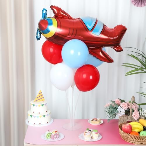 Naozinebi 4 Sets Airplane Birthday Party Balloons Stand Kit Party Decor - Image 4