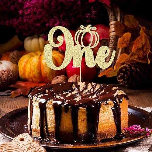 1Pc Pumpkin One Cake Topper Gold Glitter Fall 1st Pumpkin Birthday Cake Topper Decorations Baby Shower Party Decorations for Autumn Themed Kids First Birthday Thanksgiving Party Supplies - Image 7