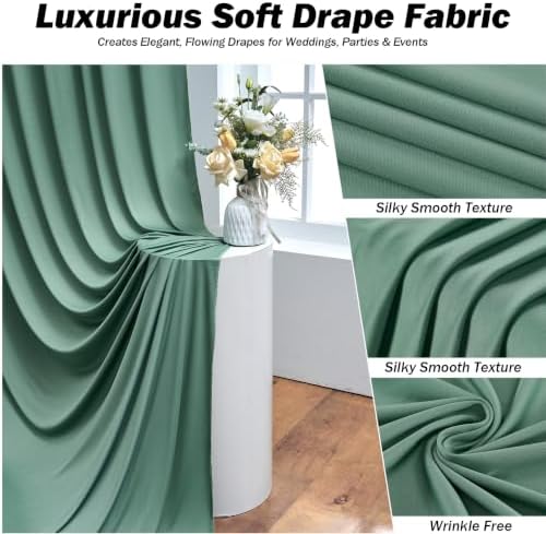 50x12 ft Sage Green Backdrop Curtains for Weddings, Birthdays and Photos - Image 3