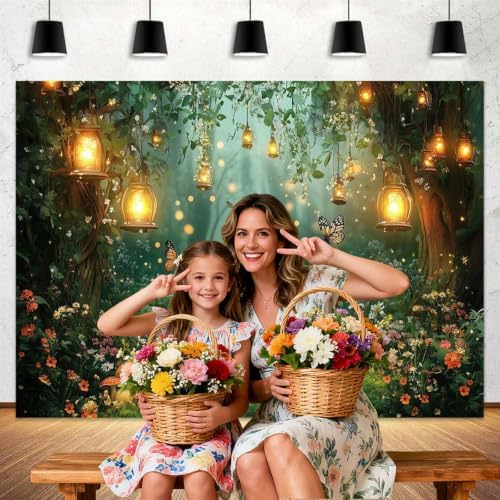 Spring Enchanted Forest Backdrop, Fairy Tale Wonderland Garden Backdrops for Photoshoot, Mushroom Butterfly Woodland Fairy Tea Party Decorations Photo Booth Studio Props Backdrops 9X6FT - Image 2