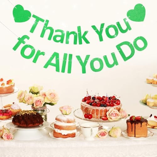 Thank You Banner Appreciation Banner for Appreciation Decorations Teacher Thanks Volunteer Events Office School Organization Thank You Parties (Green) - Image 4