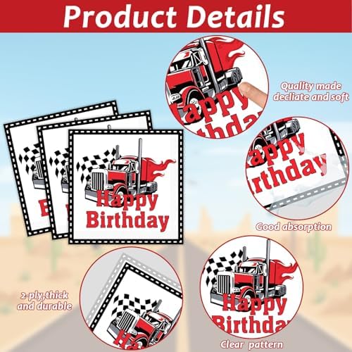 gisgfim 50 Guests Semi Truck Party Decorations Semi Truck Plates and Napkins Party Decoration For Birthday Party Plates Tableware Set Tractor Trailer Theme Party Paper Plates Napkins Forks 200 PCS - Image 4
