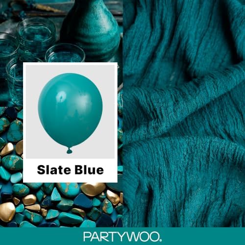 PartyWoo Slate Blue Balloons 50pcs Dusty Blue Boho Neutral Color 12 Inch - Image 2