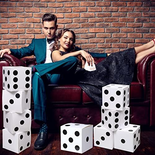Ctosree 12 Pcs Large Casino Dice Box Casino Party Decor, White - Image 5