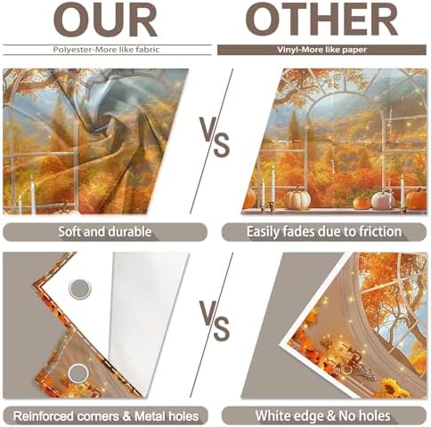 10x8ft Fabric Fall Window Pumpkin Sunflower Photography Backdrop - Image 5