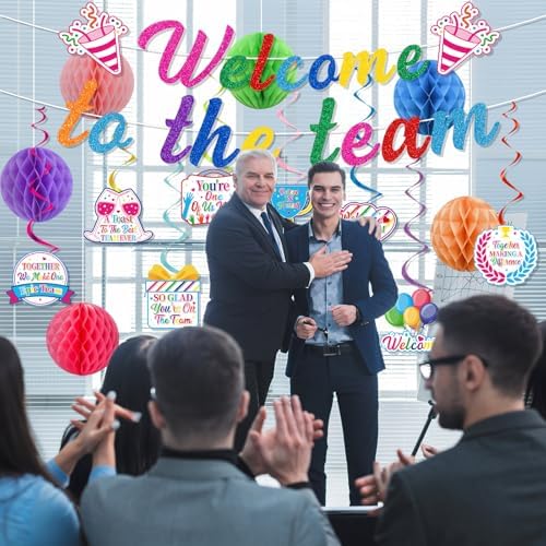 Welcome to the Team Party Banners Swirls Poms Decorations 16PCS - Image 5