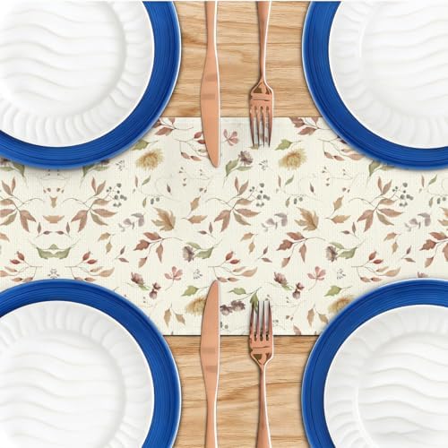 Floral Leaves Flower Table Runner, Wild Flowers and Leaves Seasonal Decor - Image 4