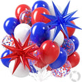 52pcs 12inch Red White and Blue Balloons with Royal Blue Confetti Balloons by Unknown