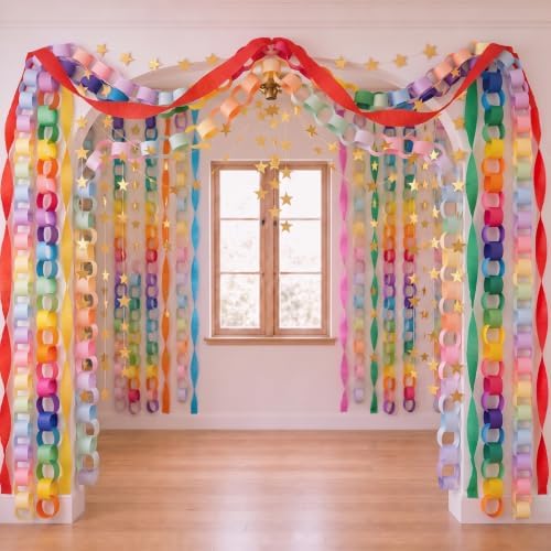 TaoBary Rainbow Party Decorations 1200 Sheet Paper Chain, Vibrant, Same Size - Image 3