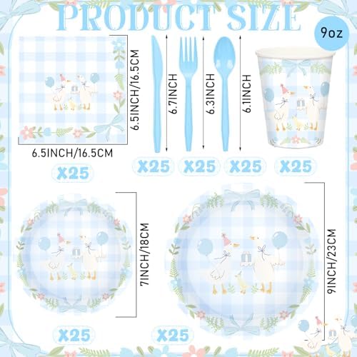 Havawish 175 Pcs One Silly Goose Birthday Decoration Party Tableware, Blue - Image 2