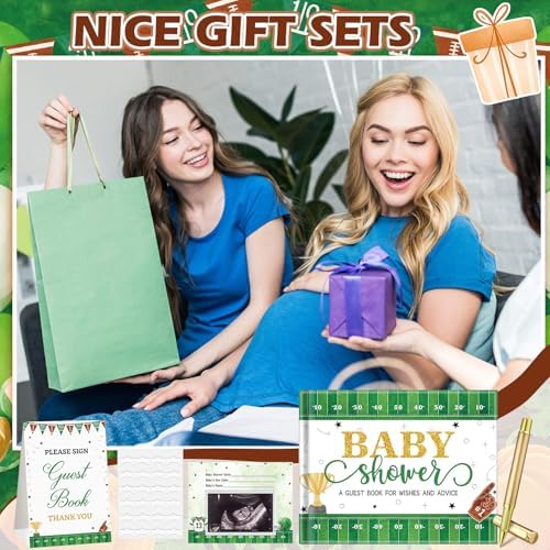 Fuyoooo 27 Pcs Football Baby Shower Guest Book Touch Down Boys Gold Pen - Image 6