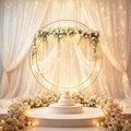 20x10ft White Tulle Backdrop Curtain with Lights String for Parites, Sheer Backdrop Curtains for Wedding Baby Shower Birthday Party Photo Shoot Decorations by Partisky
