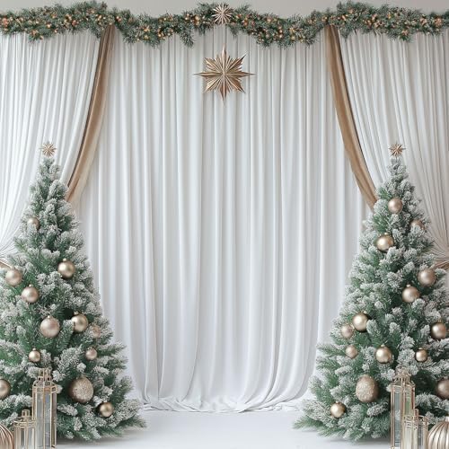 White Backdrop Curtains for Wedding Parties 30x7FT Wrinkle Free Photo Backdrop Curtains for Wedding Birthday Party Baby Shower, Fabric Drape with Rod Pockets 5ft x 7ft, 6 Panels - Image 4