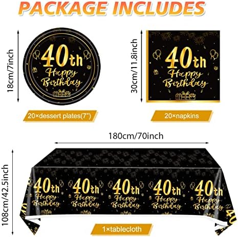 41Pcs Birthday Party Supplies Vintage 40th Birthday Decorations Back in 1984 40th Theme Birthday Party Decorations Tableware Includes Paper Plate Napkin Tablecloth for Men Service 20 Guests - Image 3
