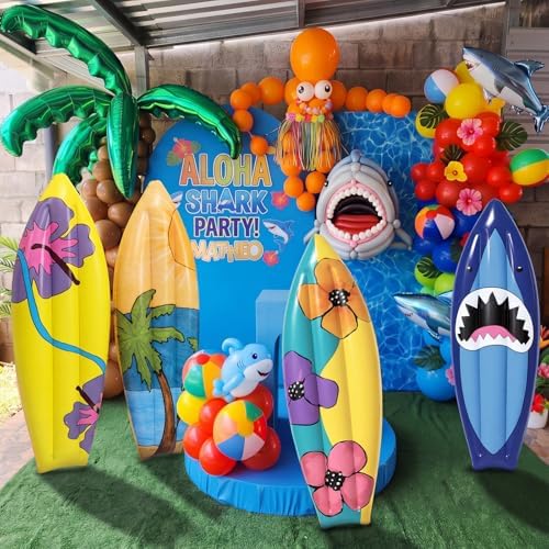 JellyArch 4 Pcs Hawaiian Inflatable Surf Board 36 in Luau Pool Party Decor - Image 5
