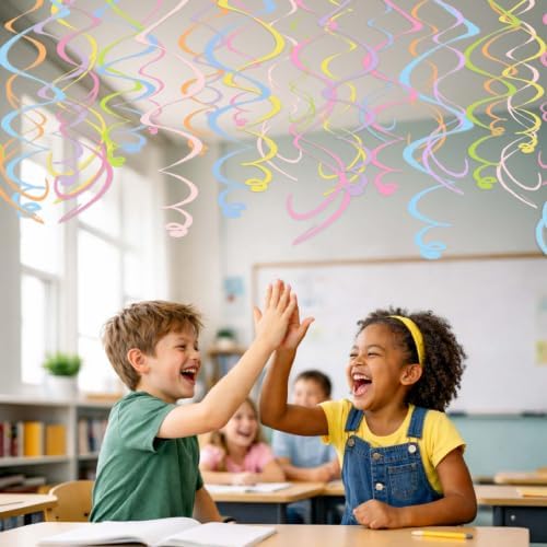HonuGoGo Pastel Party Decorations, 48 Pc Whimsical Paper Swirl Streamers - Image 6