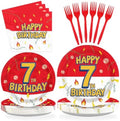 Grencian 96Pcs Happy 7th Birthday Party Supplies Serves 24 by Grencian
