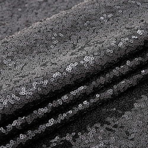 Black Sequin Backdrop for Halloween Sequin Photo Curtains 10ft x 10ft - Image 6
