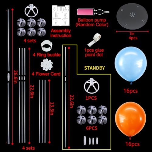 TONIFUL 4 Set Blue and Orange Balloon Stand Balloon Centerpieces for Table - Image 2