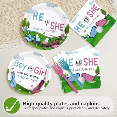 Grencian 96Pcs Golf Gender Reveal Party Supplies for Boys Girls Serves 24 - Image 4