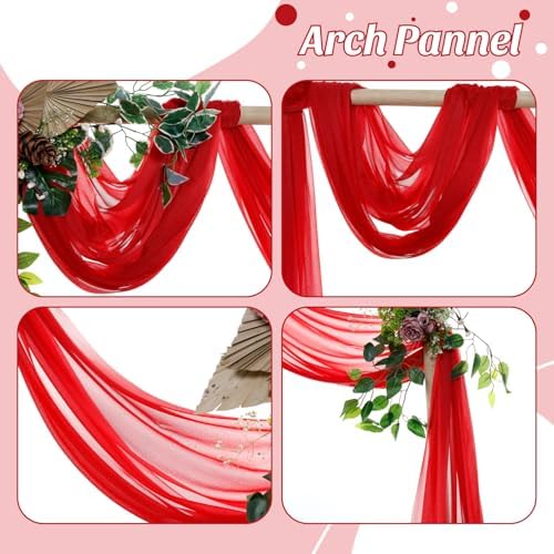 Pack of 1 Wedding Arch Drape Panel Fabric 30" x 50ft - Red - Image 5