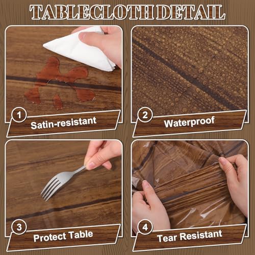 NatNarr 6 Pack Wood Grain Plastic Tablecloths, Rustic Wood Table Covers - Image 4