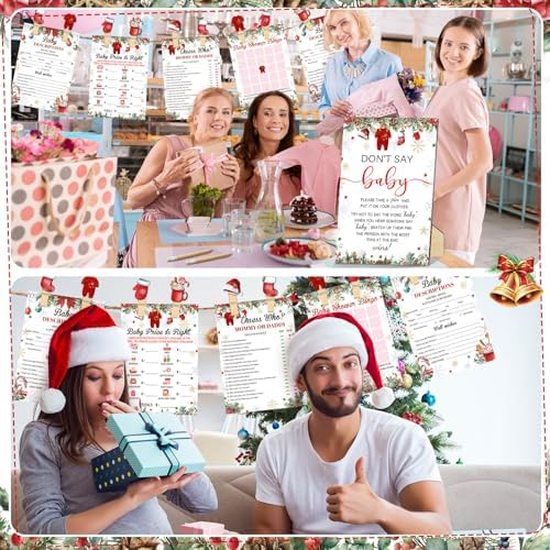 Patelai 321 Pcs Christmas Santa Baby Shower Game Supplies Set - Image 6