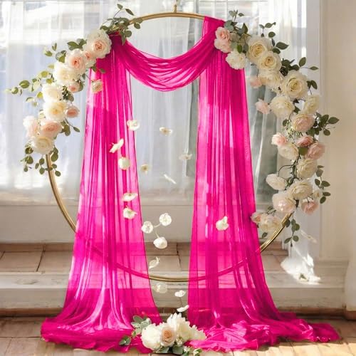 Pack of 1 Wedding Arch Drape Panel Fabric 30" x 30ft - Hot Pink - Image 6