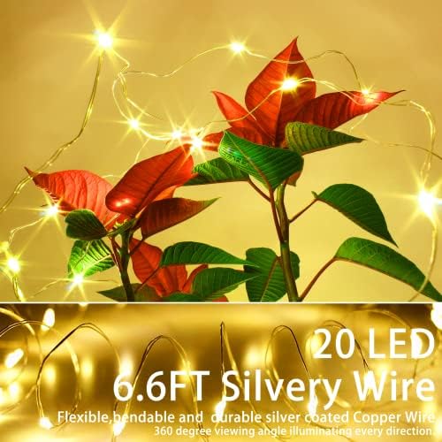 SmilingTown 15 Packs 20 LED Fairy Lights Battery Operated - 6.6FT Silver Copper Wire Waterproof Starry String Light for DIY Party Christmas Costume Wedding Easter Table Decorations (Warm White) - Image 2