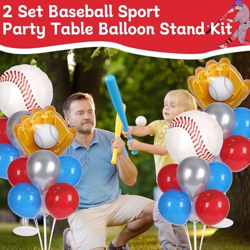 Naozinebi 4 Sets Baseball Birthday Party Balloons Stand Kit Party Decor - Image 6