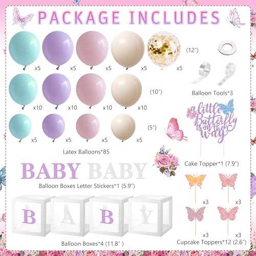 Butterfly Baby Shower Decorations for Girl Pink Purple Party Decoration Set - Image 2