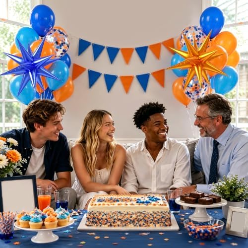 52pcs 12inch Blue and Orange Balloons with Royal Blue and Orange Balloons - Image 6