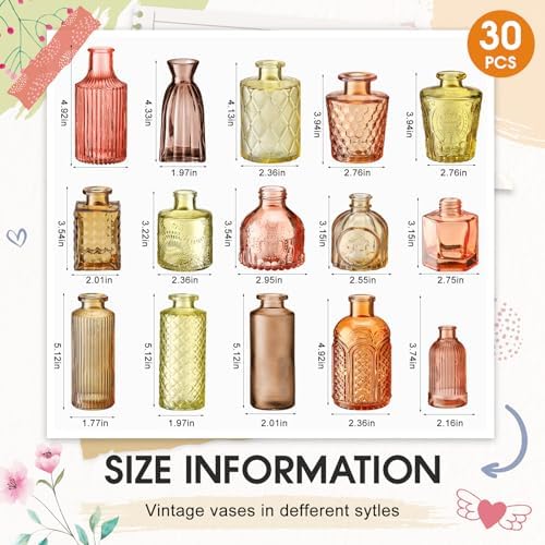 Yaomiao 30 Pcs Glass Bud Vases Centerpieces, Orange Yellow Series - Image 2