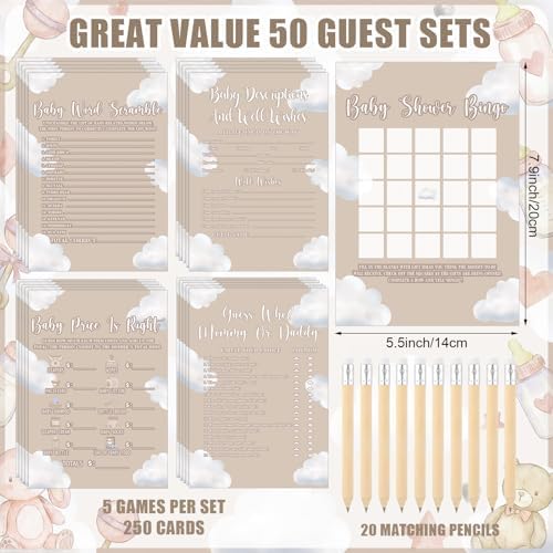 Patelai 321 Pcs Baby Shower Games Supplies, Cloud - Image 5