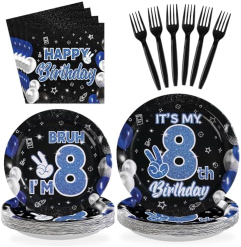96Pcs 8th Birthday Party Decorations for Boys, Serves 24 by Greencian