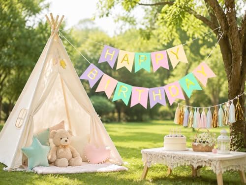 Letjolt Macarone Happy Birthday Banner Party Signs 13 Pcs - Image 4